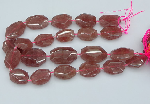 CNG5594 20*25mm - 25*35mm faceted freeform strawberry quartz beads