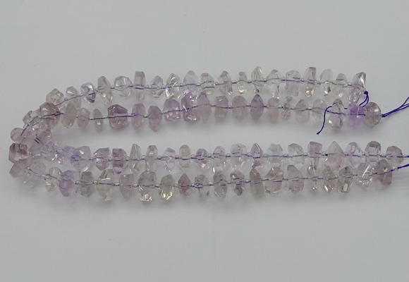CNG5600 15.5 inches 6*16mm - 8*18mm faceted nuggets amethyst beads