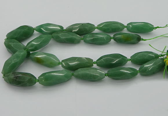CNG5614 15.5 inches 15*35mm - 18*40mm faceted rice green aventurine beads