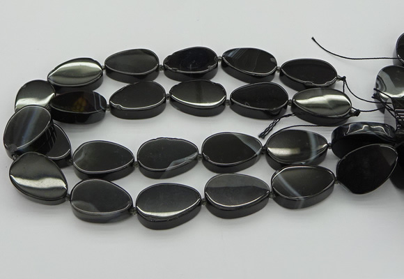 CNG5618 15.5 inches 22*30mm freeform black agate gemstone beads