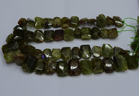 CNG5624 15.5 inches 15*20mm - 18*25mm faceted freeform green garnet beads