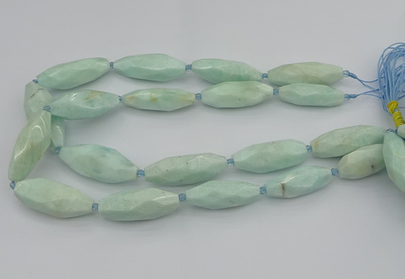 CNG5637 15.5 inches 15*35mm - 18*40mm faceted rice amazonite beads