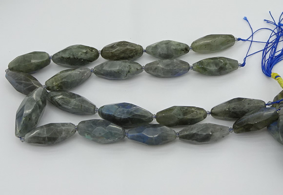 CNG5643 15.5 inches 15*35mm - 18*40mm faceted rice labradorite beads