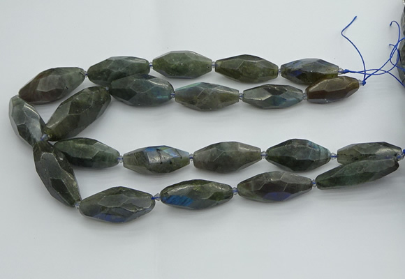 CNG5645 15.5 inches 15*35mm - 18*40mm faceted rice labradorite beads