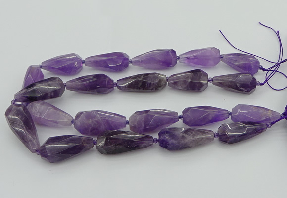 CNG5652 15.5 inches 15*35mm - 18*45mm faceted teardrop amethyst beads