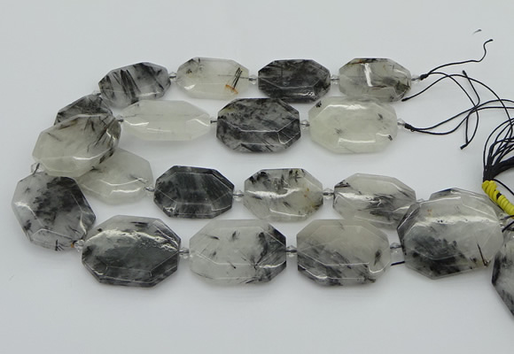 CNG5687 20*30mm - 35*45mm faceted freeform black rutilated quartz beads