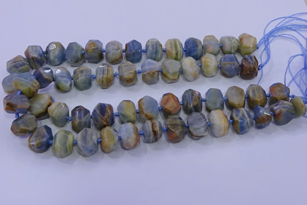 CNG5797 12*16mm - 13*18mm faceted nuggets blue calcite beads