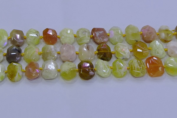 CNG5812 15.5 inches 10*14mm - 12*16mm faceted freeform yellow opal beads
