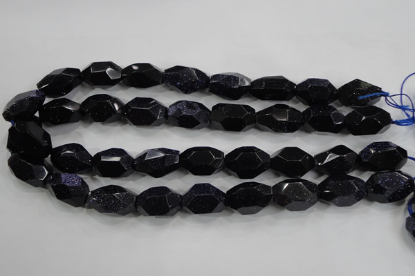 CNG582 15.5 inches 13*22mm faceted nuggets blue goldstone beads