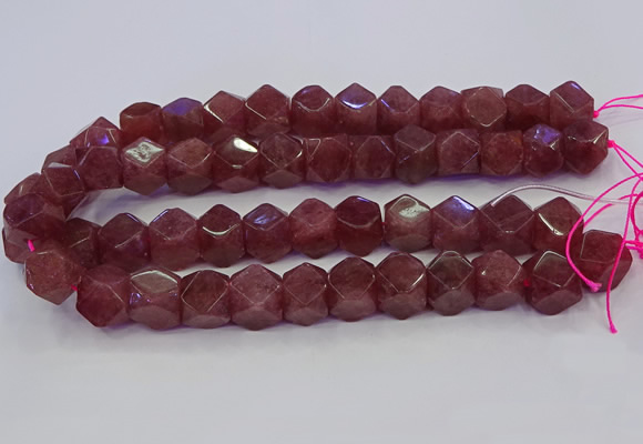 CNG5848 15.5 inches 14*15mm faceted nuggets strawberry quartz beads