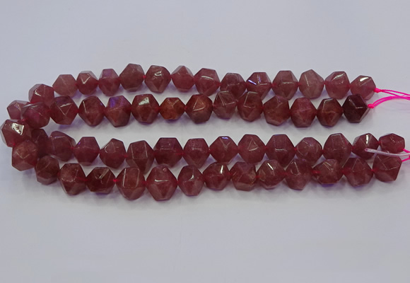 CNG5849 10*12mm - 14*15mm faceted nuggets strawberry quartz beads