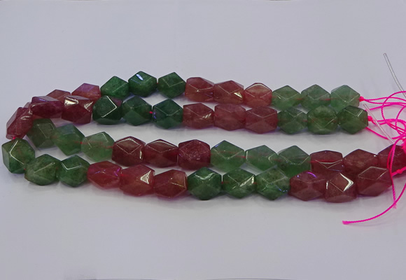 CNG5851 14*15mm faceted nuggets mixed strawberry quartz beads