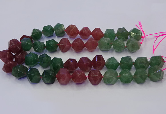 CNG5853 14*16mm - 16*18mm faceted nuggets mixed strawberry quartz beads