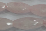 CNG587 15.5 inches 15*33mm faceted nuggets rose quartz beads