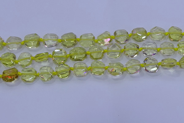 CNG5880 15.5 inches 10*12mm - 10*14mm faceted freeform lemon quartz beads