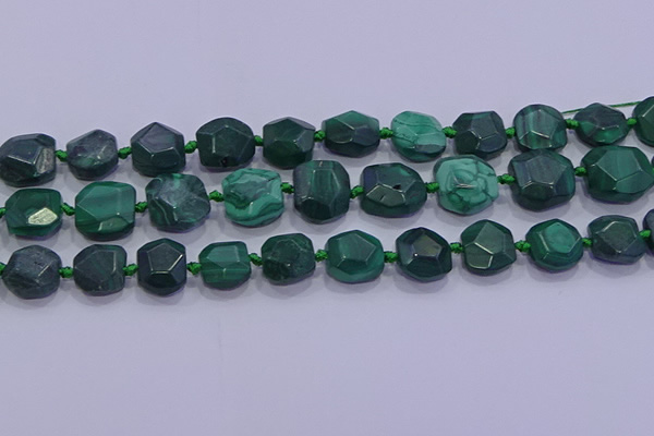 CNG5953 15.5 inches 10*12mm - 10*14mm faceted freeform malachite beads