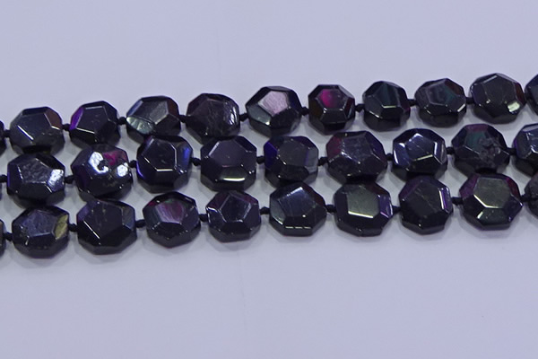 CNG5956 12*16mm - 15*18mm faceted freeform black tourmaline beads