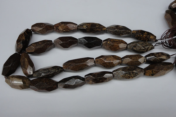 CNG599 13*28mm - 15*34mm faceted rice bronzite nugget beads