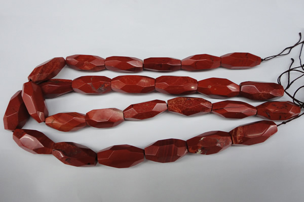 CNG602 12*28mm - 14*32mm faceted rice red jasper nugget beads