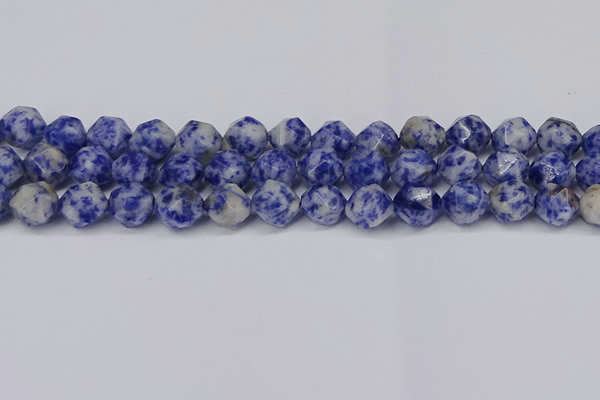 CNG6031 15.5 inches 12mm faceted nuggets blue spot stone beads
