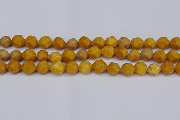 CNG6045 15.5 inches 12mm faceted nuggets yellow jade beads