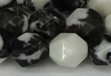 CNG6056 15.5 inches 12mm faceted nuggets black & white jasper beads
