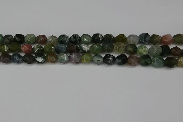 CNG6083 15.5 inches 8mm faceted nuggets moss agate beads