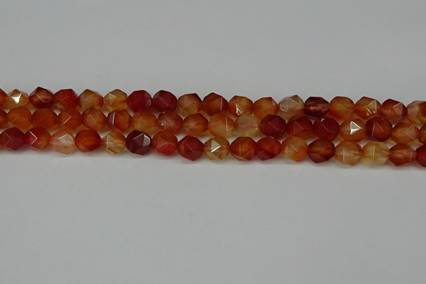 CNG6087 15.5 inches 8mm faceted nuggets red agate beads
