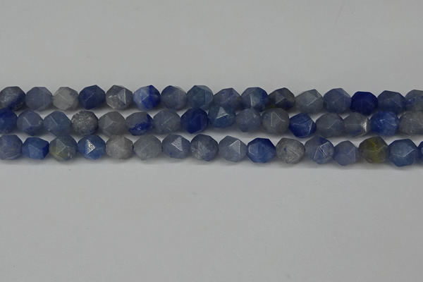 CNG6102 15.5 inches 8mm faceted nuggets blue aventurine beads