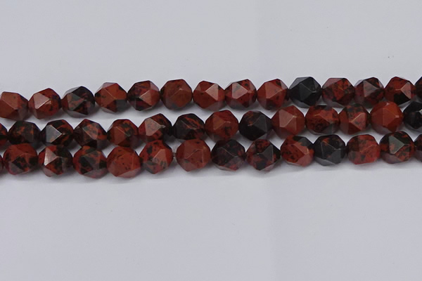 CNG6107 15.5 inches 8mm faceted nuggets mahogany obsidian beads