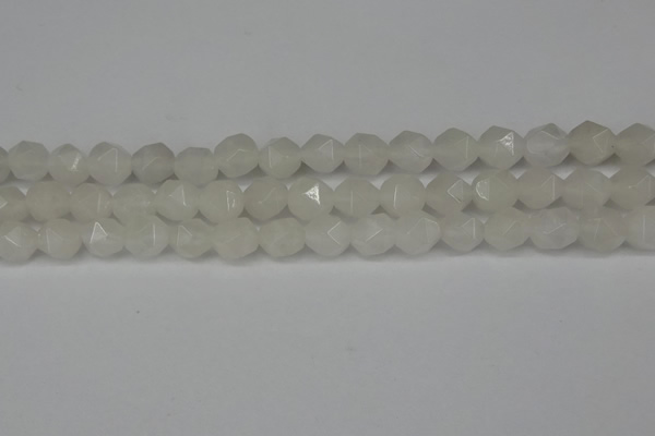 CNG6113 15.5 inches 8mm faceted nuggets white jade beads