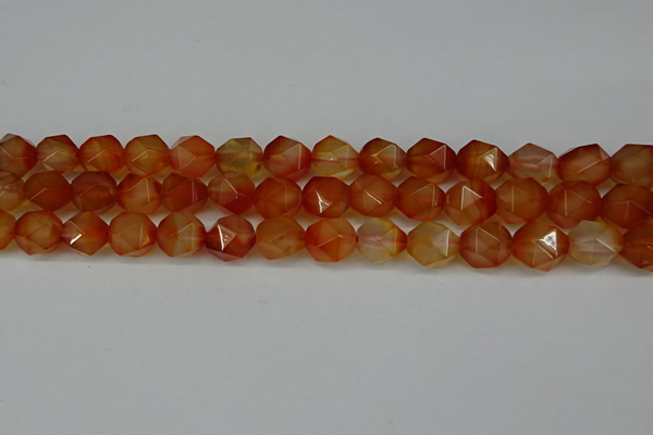 CNG6158 15.5 inches 10mm faceted nuggets red agate beads