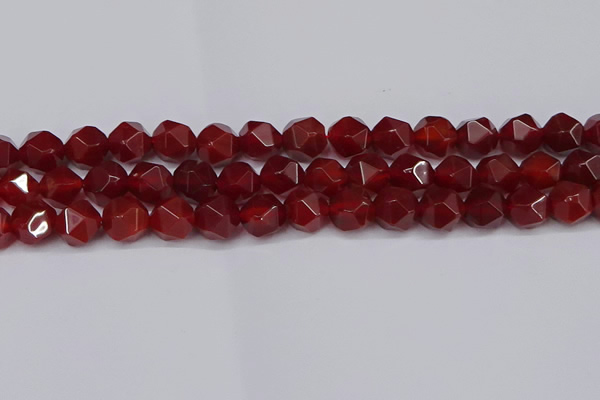 CNG6159 15.5 inches 10mm faceted nuggets red agate beads