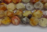 CNG6222 15.5 inches 6mm faceted nuggets yellow crazy lace agate beads