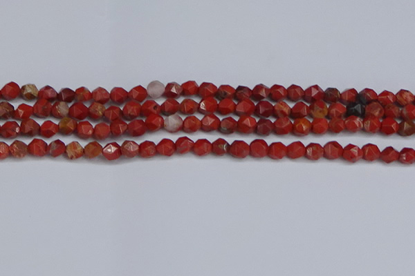 CNG6241 15.5 inches 6mm faceted nuggets red jasper beads