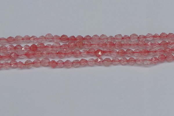 CNG6260 15.5 inches 6mm faceted nuggets cherry quartz beads