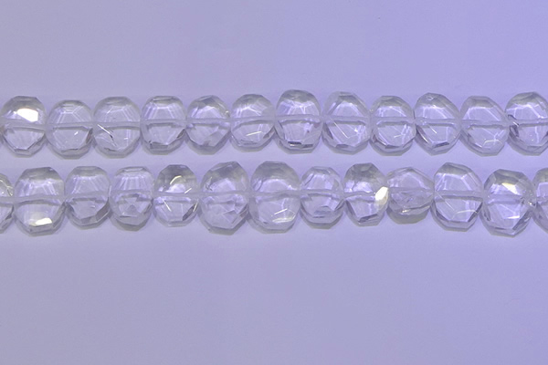 CNG6300 13*18mm - 15*20mm faceted freeform white crystal beads