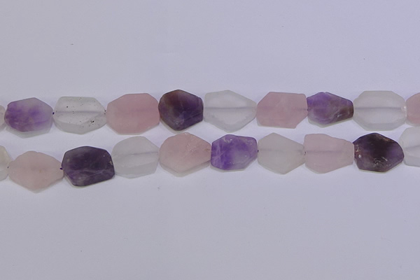 CNG6364 15.5 inches 14*18mm - 16*22mm freeform matte mixed quartz beads