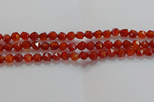 CNG6505 15.5 inches 8mm faceted nuggets red agate beads