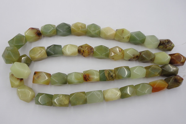 CNG652 15.5 inches 13*18mm faceted nuggets flower jade beads