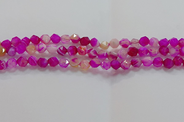 CNG6521 15.5 inches 8mm faceted nuggets line agate beads