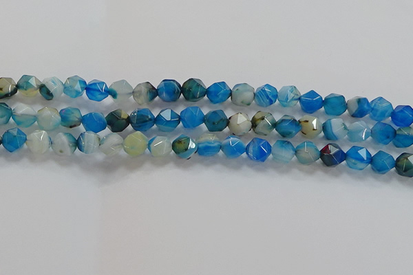 CNG6524 15.5 inches 6mm faceted nuggets line agate beads