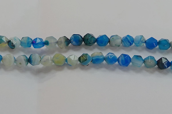 CNG6526 15.5 inches 10mm faceted nuggets line agate beads