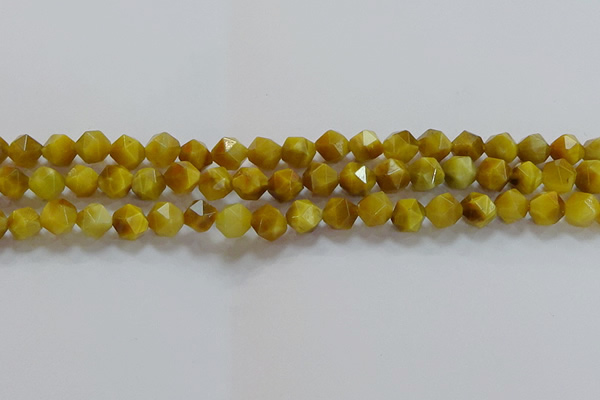 CNG6531 15.5 inches 8mm faceted nuggets golden tiger eye beads