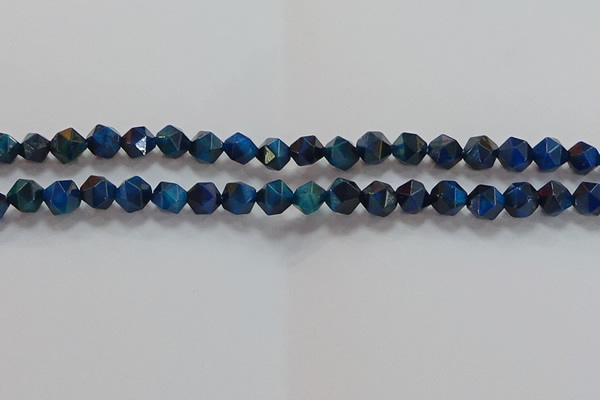 CNG6539 15.5 inches 8mm faceted nuggets blue tiger eye beads