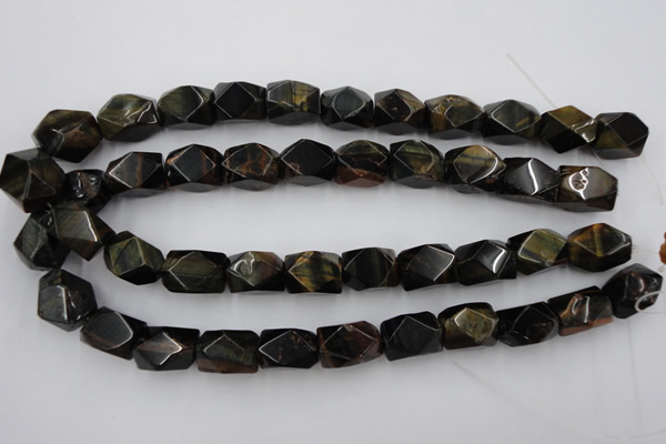 CNG654 15.5 inches 13*18mm faceted nuggets blue tiger eye beads