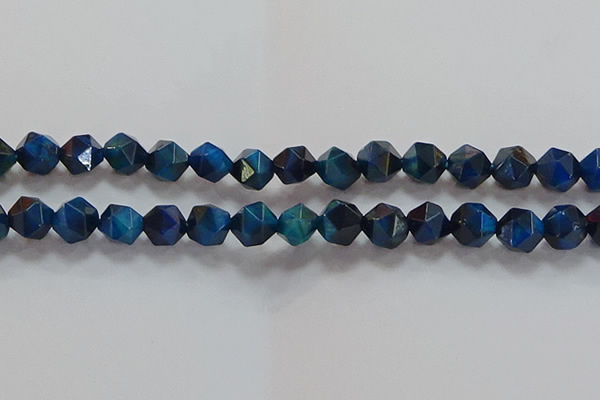 CNG6541 15.5 inches 12mm faceted nuggets blue tiger eye beads