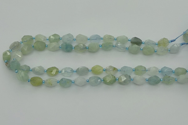 CNG6920 15.5 inches 8*12mm - 12*16mm faceted nuggets aquamarine beads