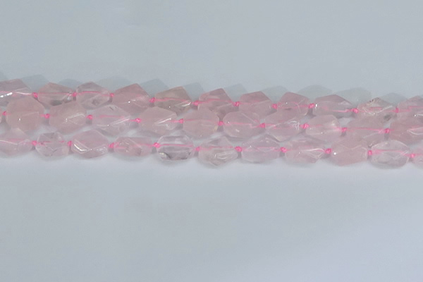 CNG7131 15.5 inches 6*10mm - 10*14mm faceted nuggets rose quartz beads