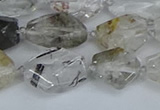CNG7134 6*10mm - 10*14mm faceted nuggets green ghost quartz beads